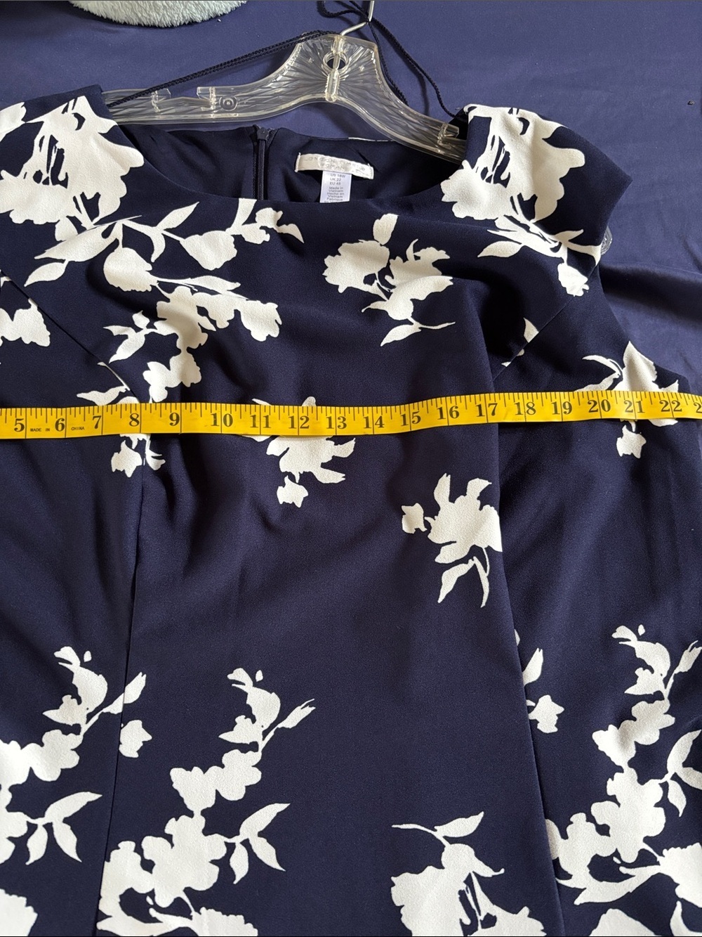 London Times Navy and Cream Floral Midi Dress - Picture 5 of 6